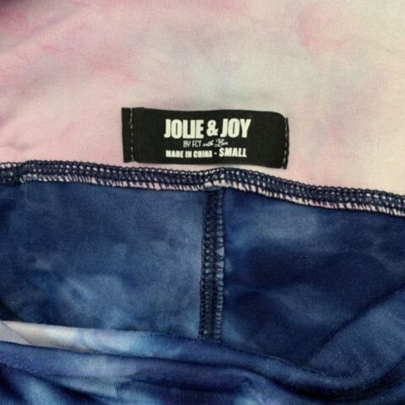 Jolie & Joy by FCT Tie Dye Leggings With Ankle Cut Out Detail Blue Pink White - Picture 6 of 8
